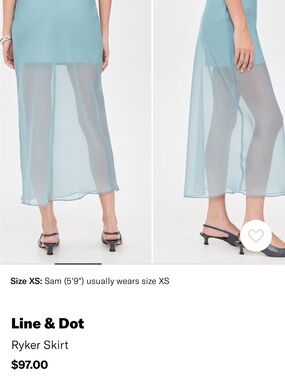 Line & Dot Sheer Midi Skirt in sea foam